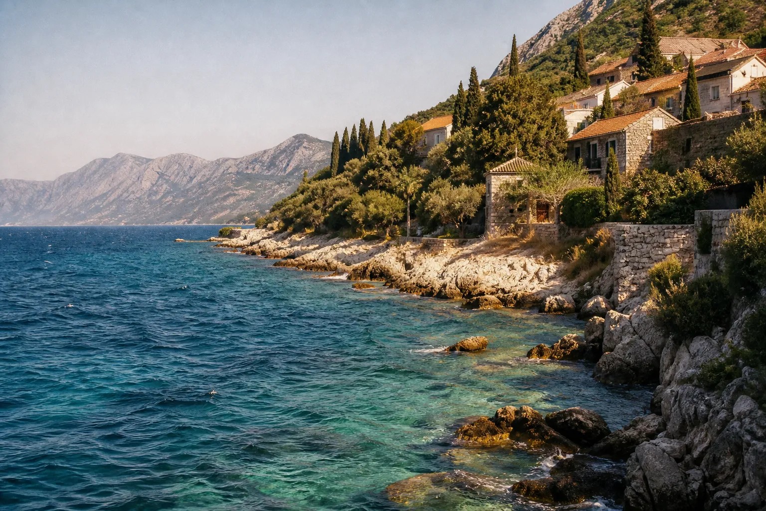 Illustrative Adriatic atmosphere, not a photograph of this house.